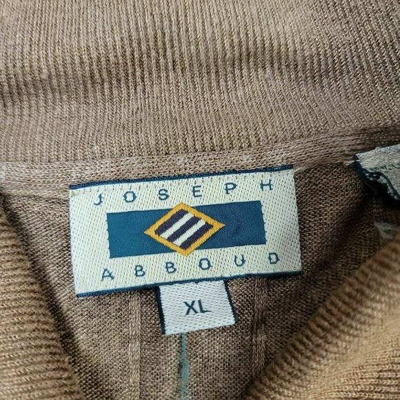 Vintage Joseph Abboud Polo T-Shirt Brown Solid Collared Short Sleeve Linen Mens - Picture 8 of 8